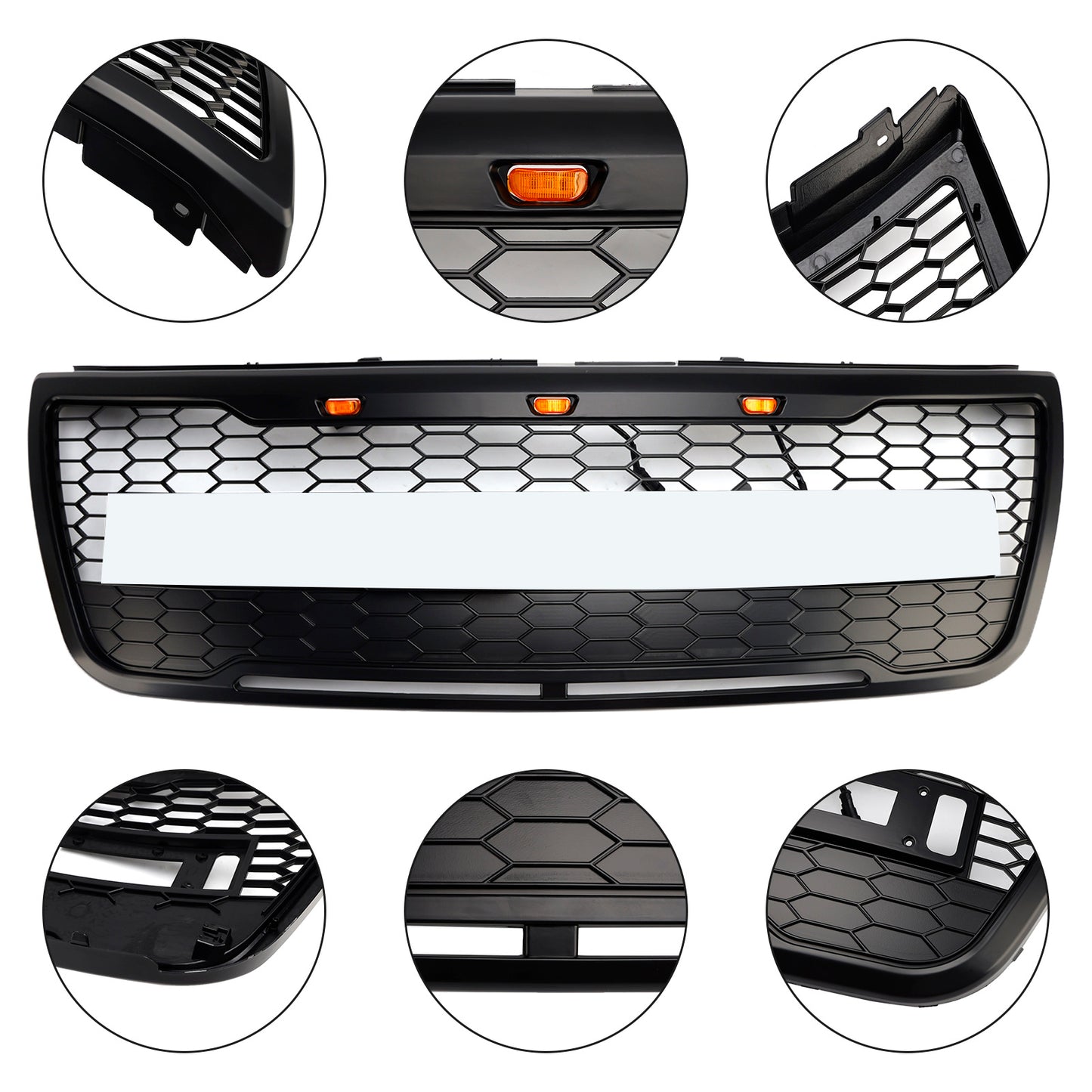 Griglia paraurti anteriore superiore grigia Ford Explorer 2012-2015 con luci