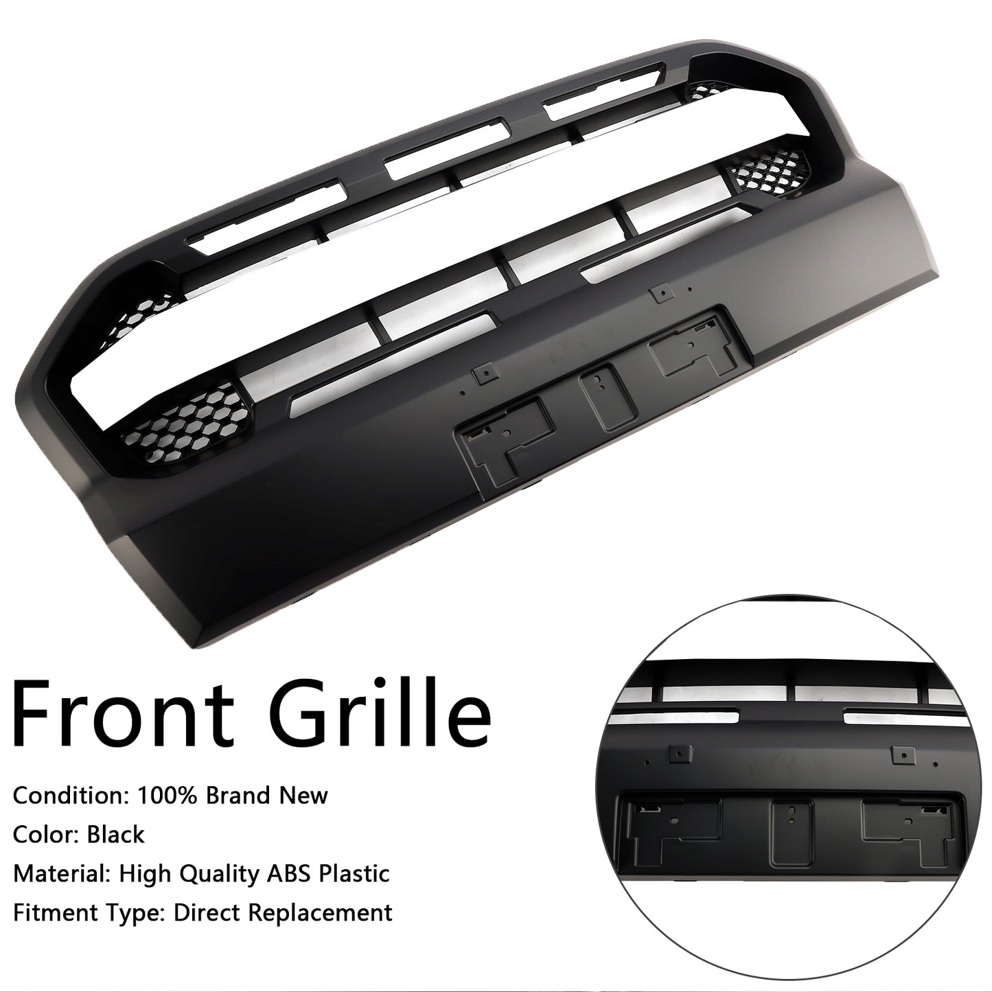 Per Ford Ranger 2019-2023 T8 Griglia del paraurti anteriore Matt Black Ranger Raccer Raptor