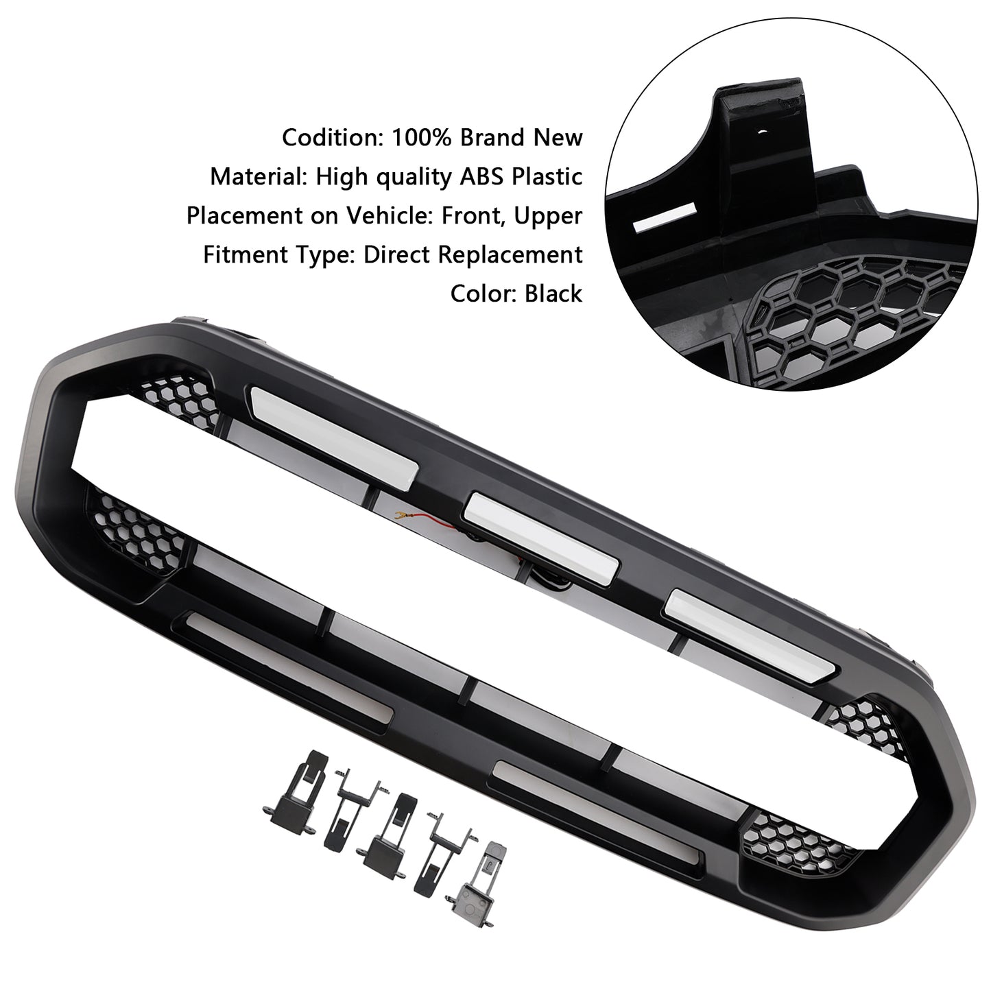 Griglia paraurti anteriore Raptor Style adatta per Ford Ranger 2019-2023, nera