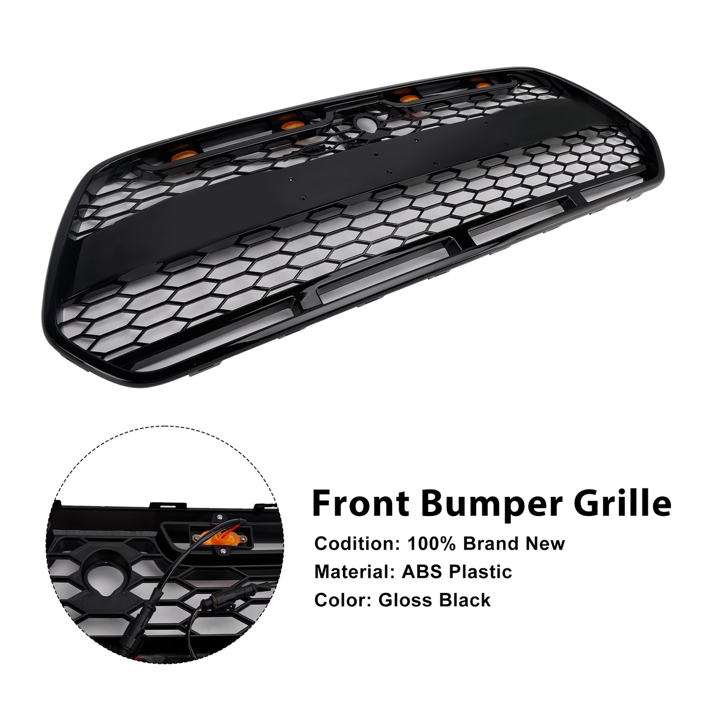 Griglia paraurti anteriore nera lucida Ford Transit MK8 Raptor 2015-2018 con LED