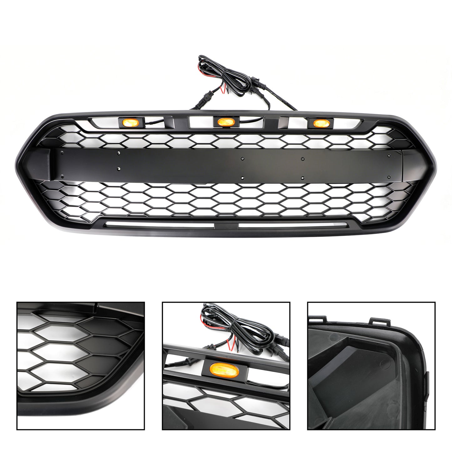 2467234 Griglia paraurti anteriore nera opaca a 3 LED Per 2018-2023 Ford Transit Custom Trail