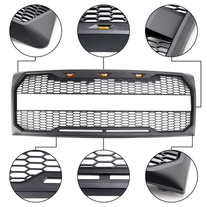 Grill per paraurti anteriore in stile Raptor con LED per Ford F150 2009-2014 Nero