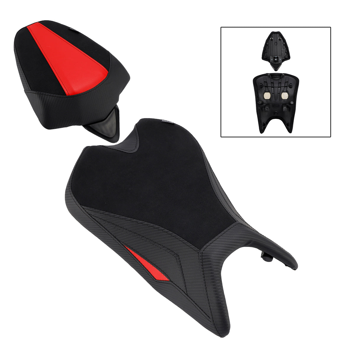 Kit sella conducente e passeggero Rs 457 per Aprilia RS457 2024-2025, cuscino in PU rosso.