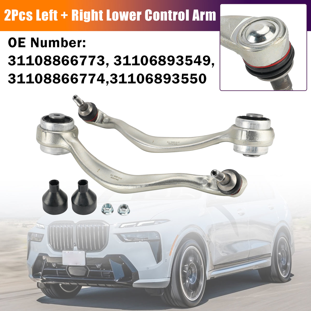 Braccio di controllo inferiore sinistro + destro 2 pezzi BMW X5 G05 X6 G06 X7 G07 2019-2024