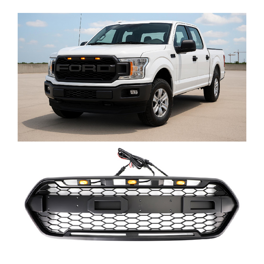 Per Ford Transit Custom Trail 2018-2023 con griglia paraurti anteriore nera opaca a 3 LED