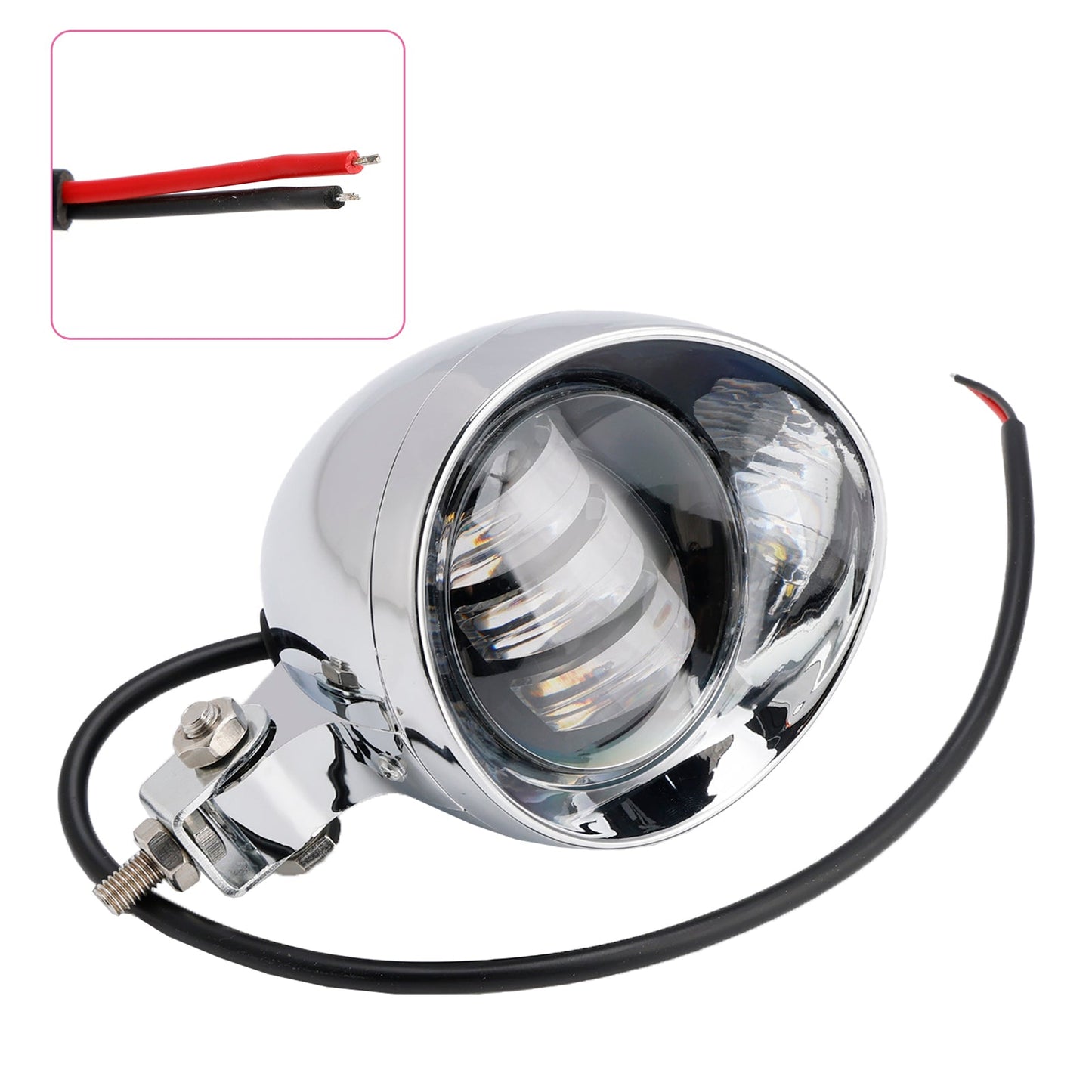 Faro fendinebbia cromato personalizzato per moto, adatto per bobber, chopper e racer