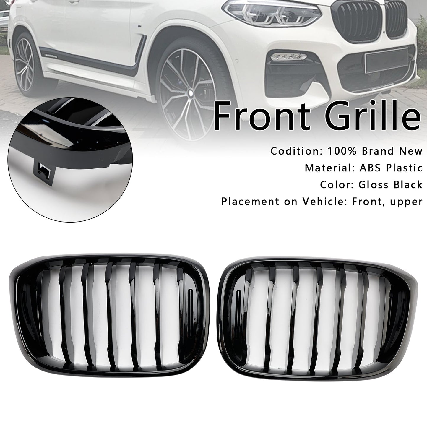 Griglia anteriore a rene nera lucida BMW X4 G02 X3 G01 G08 2018-2021 51138469959