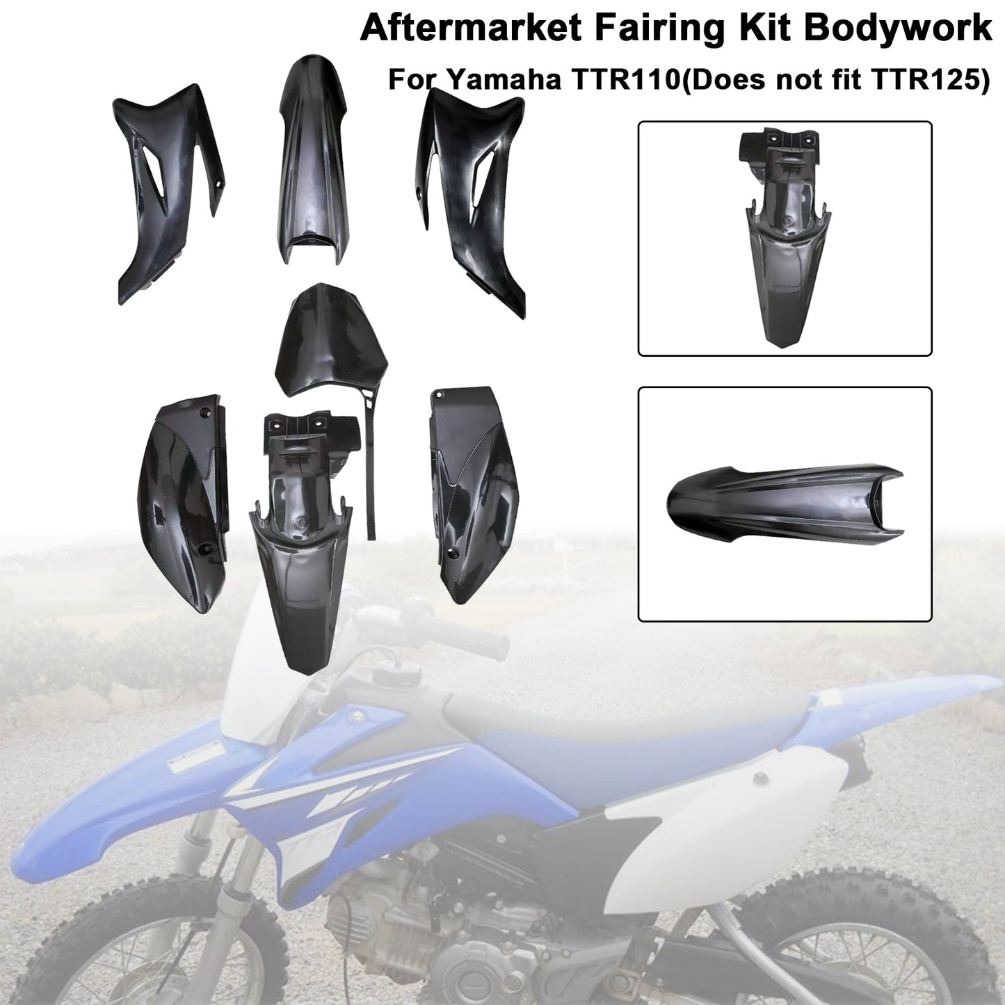 Kit plastiche per carrozzeria Yamaha TTR110 2008-2022 DIRT BIKE, carenatura parafango
