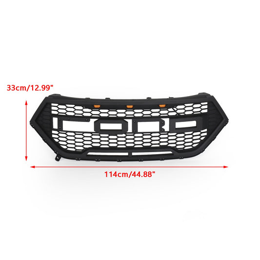 15-18 Ford Edge Black Raptor Style griglia paraurti anteriore griglia superiore + luci LED ambra