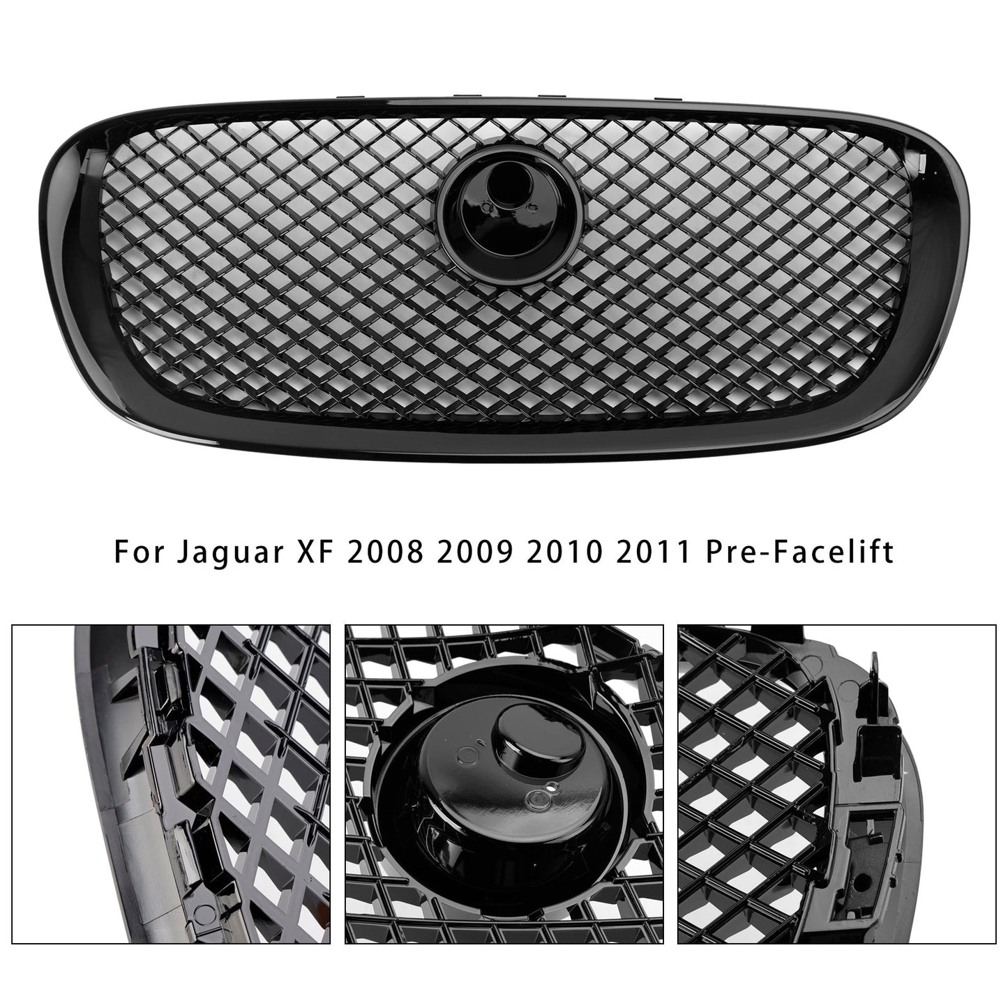 Per Jaguar XF XF-R Style 2008-201 Griglia paraurti anteriore 1 nero lucido