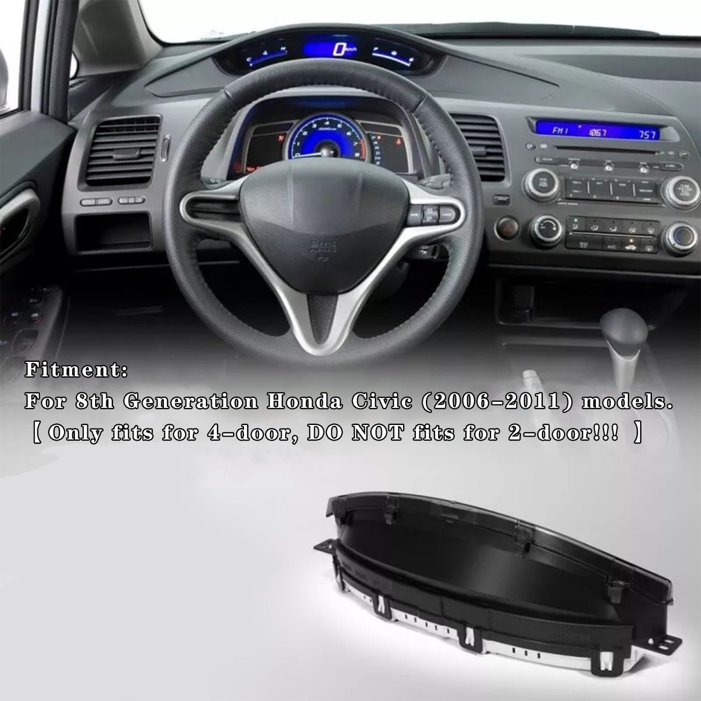 Strumento di visualizzazione del tachimetro del cruscotto superiore per Honda Civic di ottava generazione 2006-2011