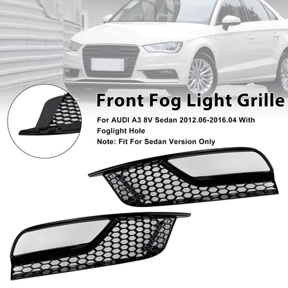 Griglie fendinebbia anteriori nere lucide per Audi A3 8V Berlina 2013-2016