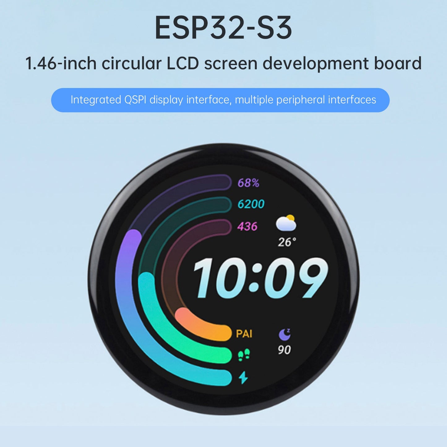 Scheda di sviluppo con touch screen circolare ESP32-S3 da 1,46 pollici che supporta AI Xiaozhi