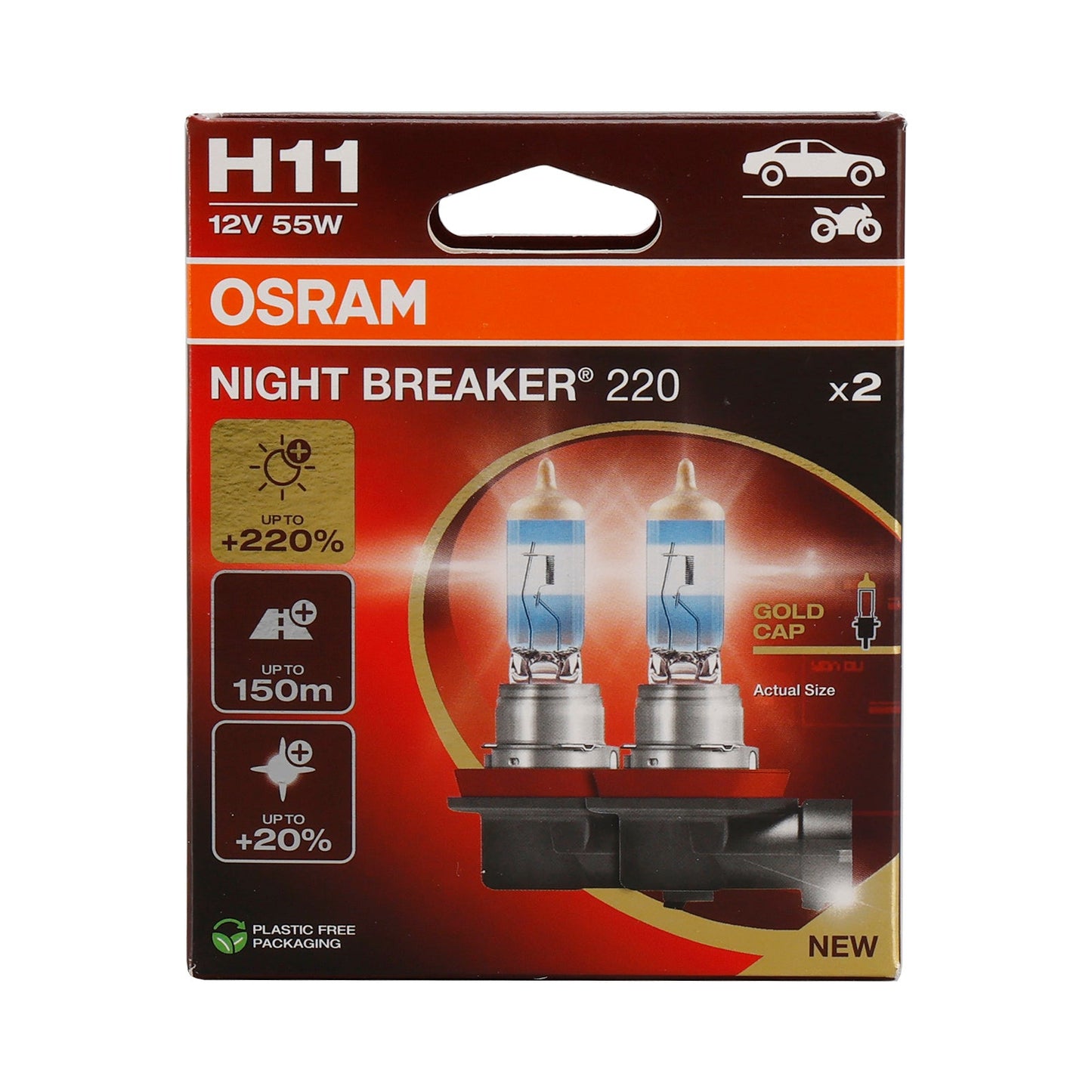 2 pezzi Lampada auto Night Breaker H11 64211NB220 12V 55W per OSRAM