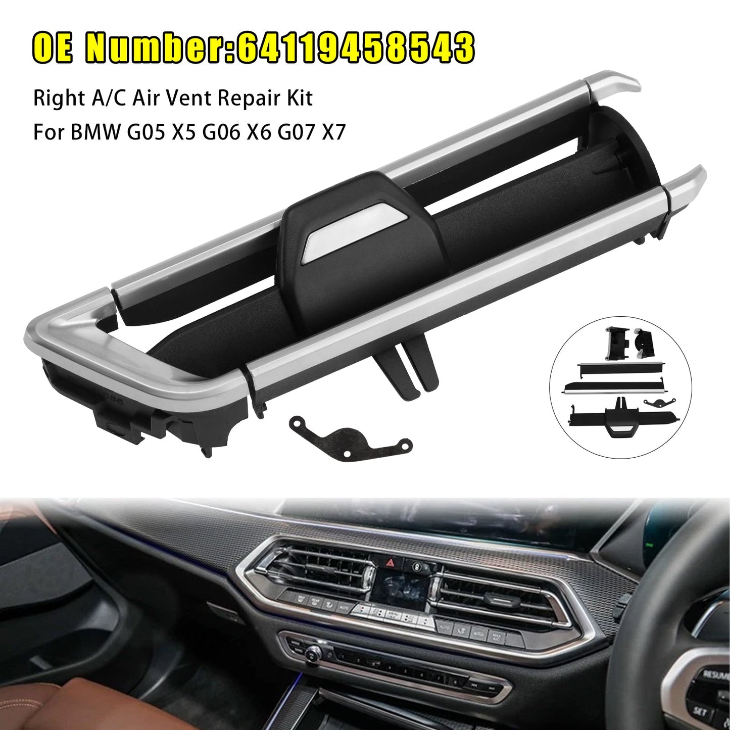 Kit di riparazione della presa d'aria A/C destra 64119458543 per BMW X5 G05 X7 G07 19-21 X6 G06 20-21