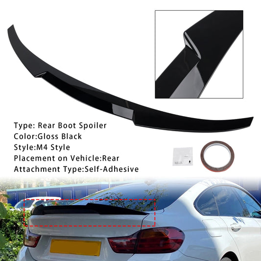 Spoiler posteriore nero lucido per BMW Serie 4 F36 14-20 4DR Coupé M4 Style