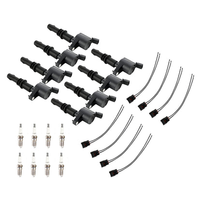 8X lgnition Coil +Spark Plug +Connector FD508  DG511 Per Ford F150 5.4L 04-2010