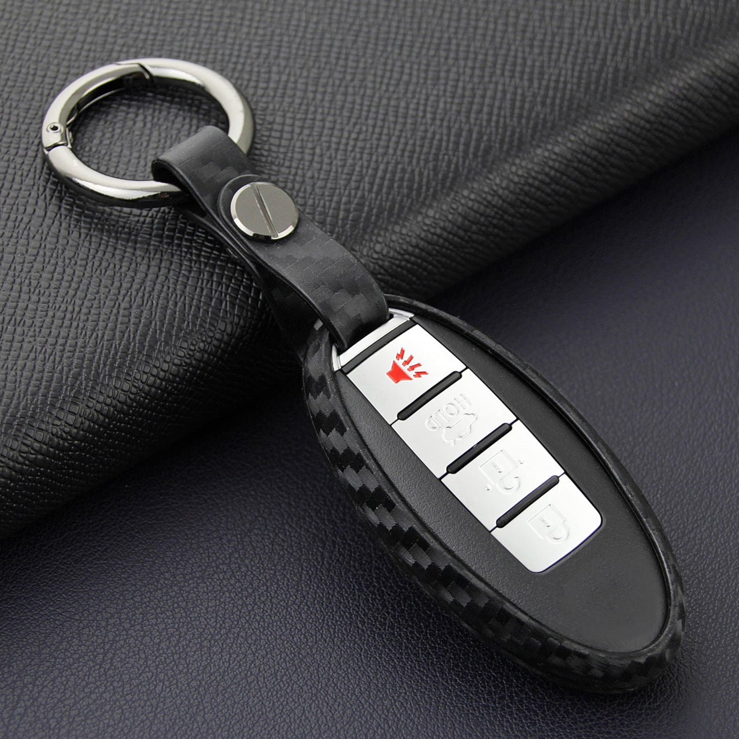 Custodia in pelle e silicone per chiave auto con fibbia per Nissan