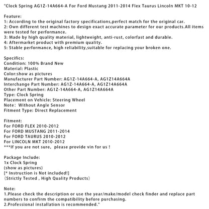 Molla di sospensione AG1Z-14A664-A per Ford Mustang 2011-2014 Flex Taurus Lincoln MKT