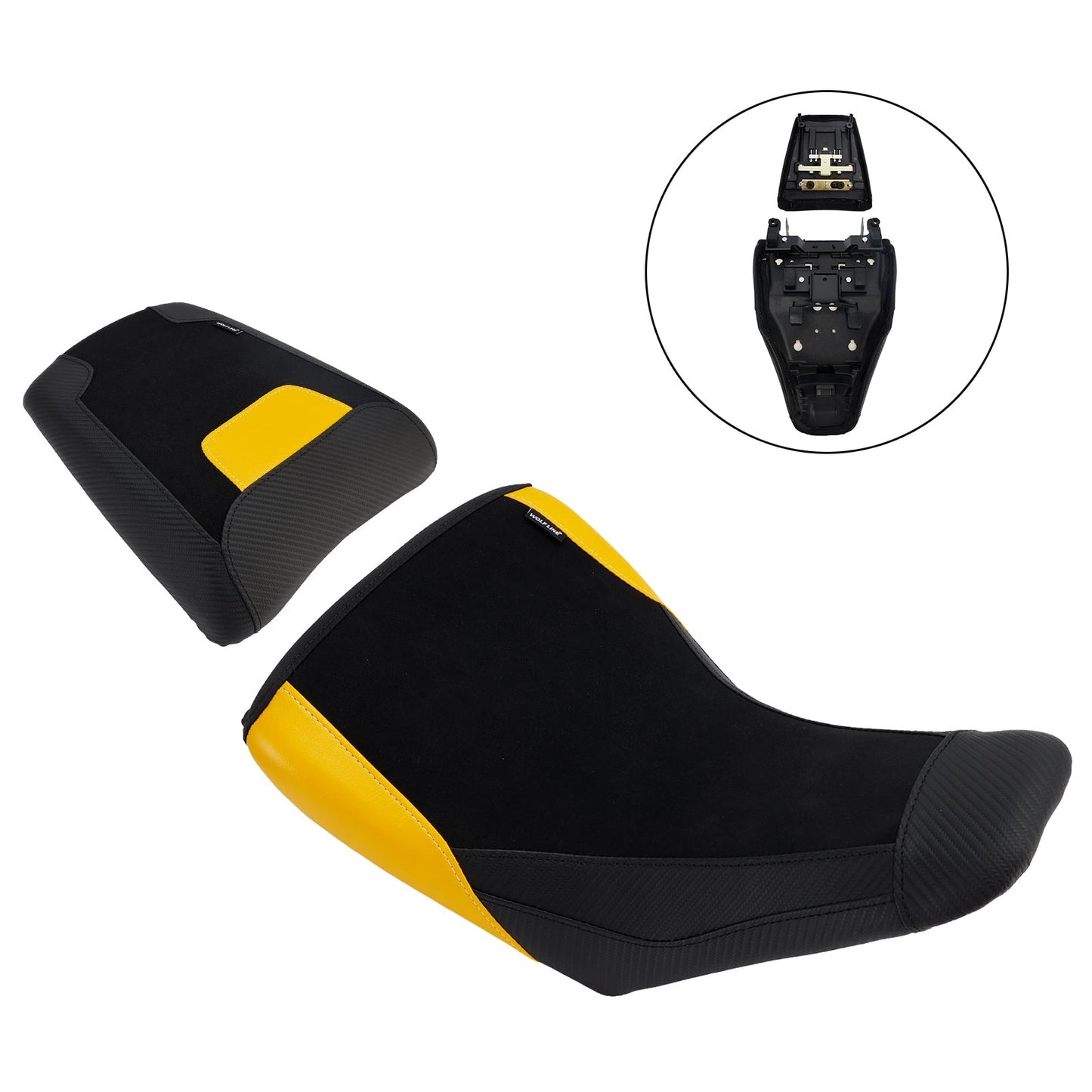 Adatto per Suzuki V-Strom DL1050 2023+ Sella anteriore e posteriore inferiore per passeggero, colore giallo