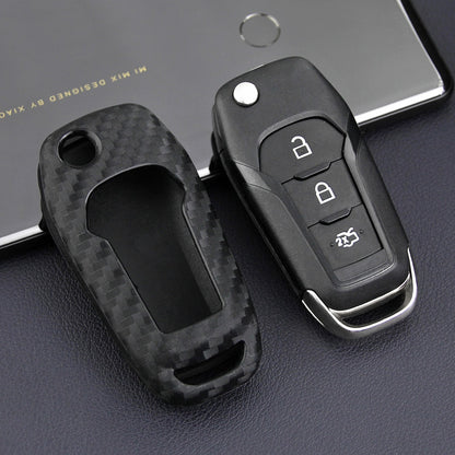 Custodia in pelle e silicone per chiave auto con fibbia per Ford