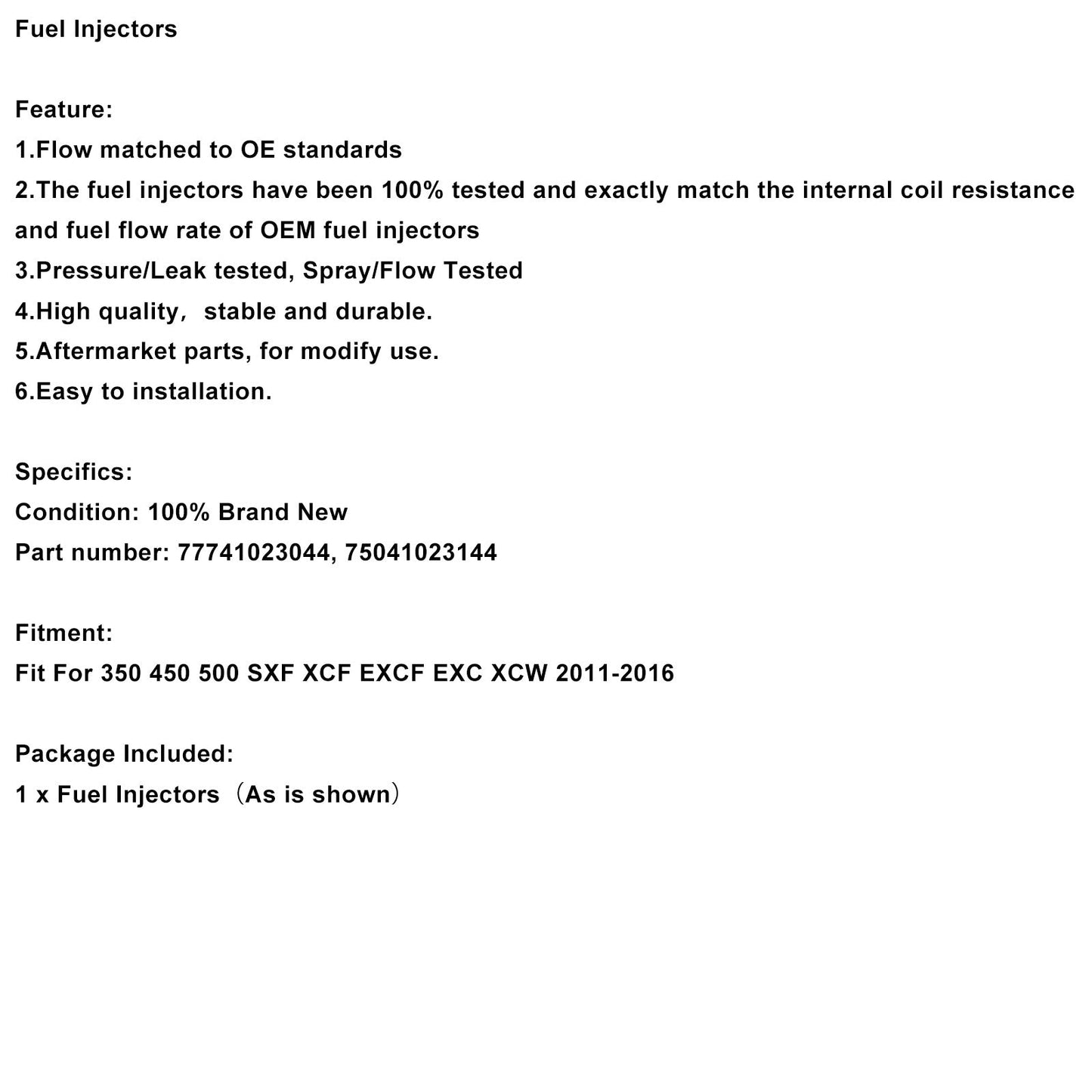 Iniettori carburante 75041023144 77741023044 per 350 450 500 SXF XCF EXCF EXC 2011-2016