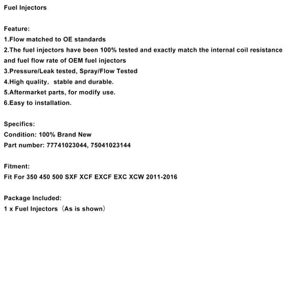 Iniettori carburante 75041023144 77741023044 per 350 450 500 SXF XCF EXCF EXC 2011-2016