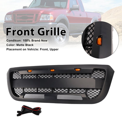 Griglia paraurti anteriore nera opaca con luce LED per Ford Ranger 2004-2011.