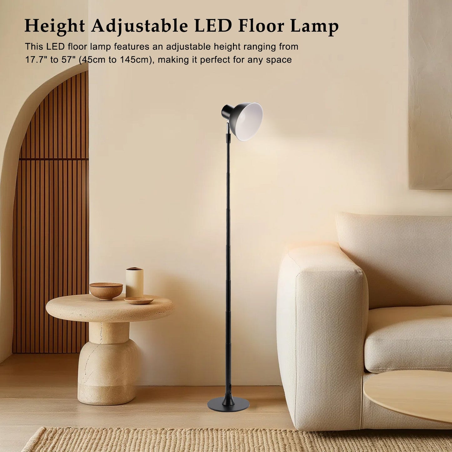 Lampada da terra e da tavolo a LED regolabile in noce, dimmerabile per camera da letto/ufficio, 3 colori