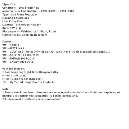 Coppia di fari fendinebbia anteriori per Volkswagen GOLF MK5 GTI versione 2004-2009