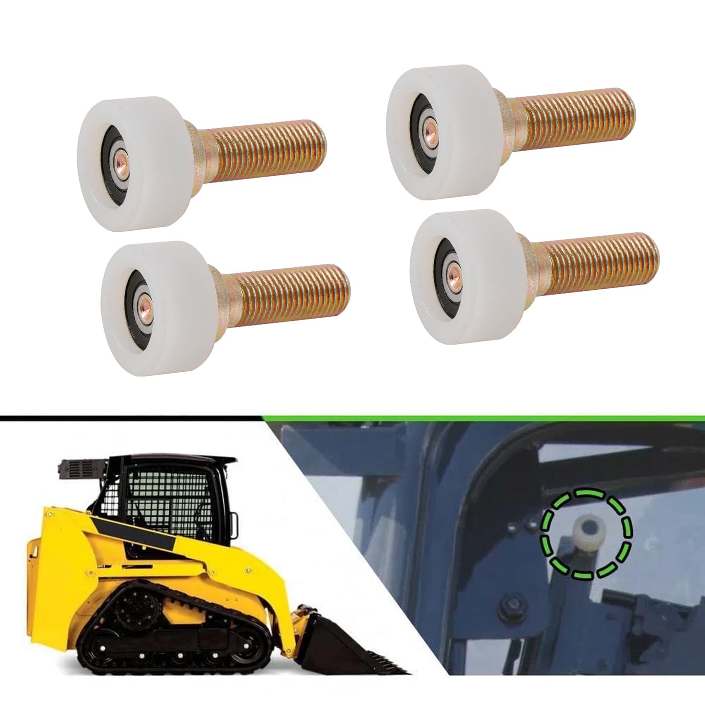 4 rulli per sportello cabina AT319018 compatibili con John Deere Skid Steer 240 250 260 270