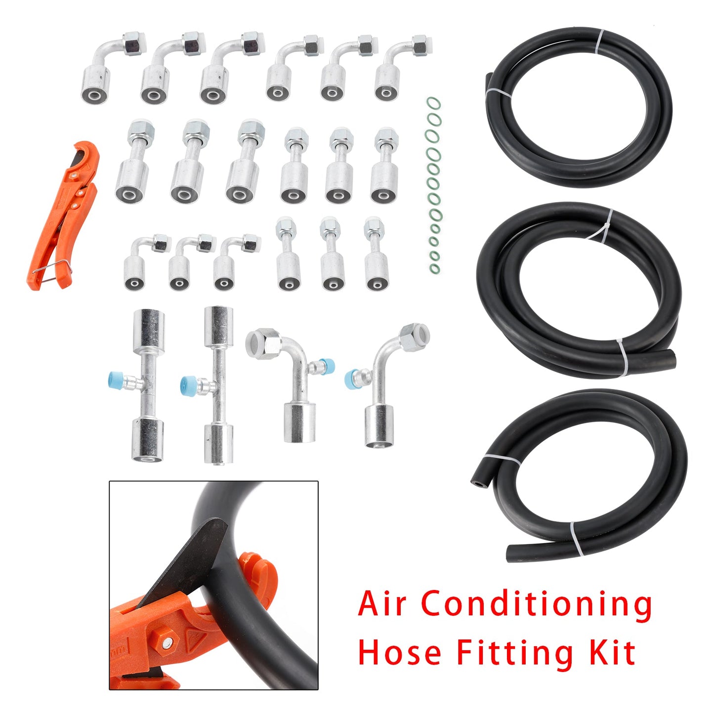 Kit di tubi flessibili e raccordi per aria condizionata da 26 pezzi da 9,5 piedi, include tubo flessibile AC da 9,5 piedi n. 6, n. 8, n. 10