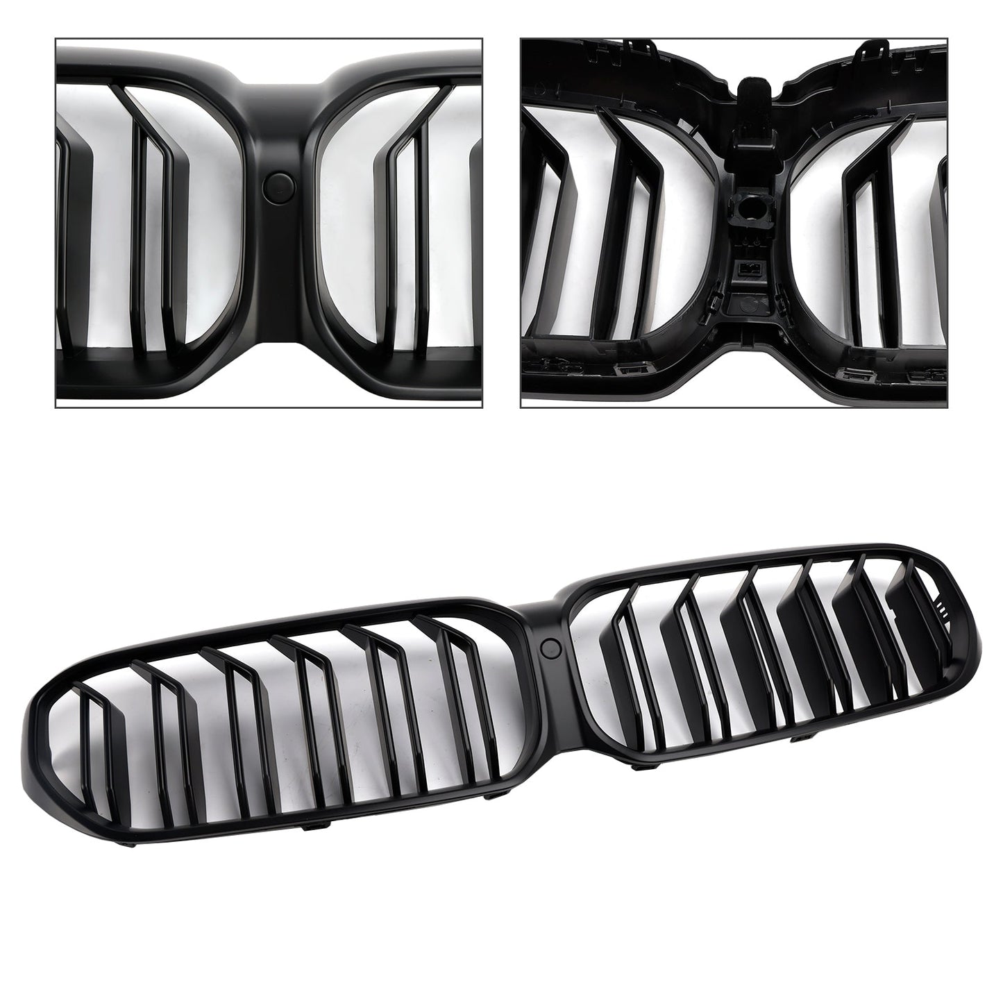 Griglia anteriore a doppio rene con doppie stecche nere opache per BMW G30 G31 LCI 2021-2024