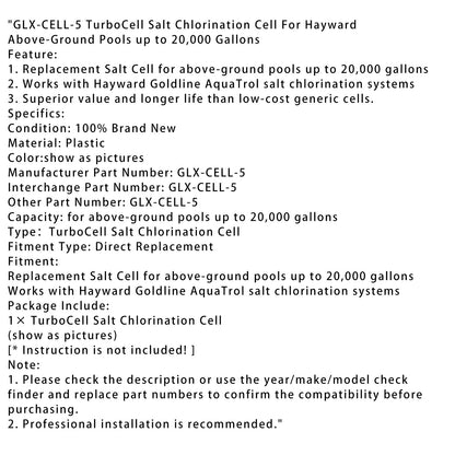 Cella di clorazione salina TurboCell GLX-CELL-5 per piscine Hayward fino a 20.000 galloni