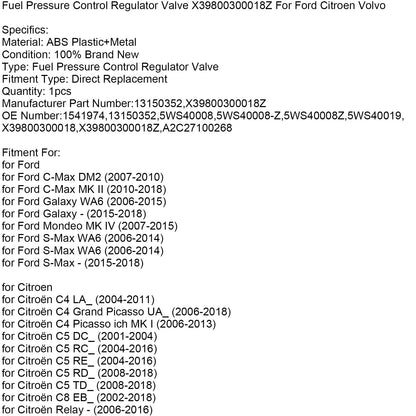 Valvola regolatrice di controllo della pressione del carburante Volvo C30 2006-2012 X39800300018Z