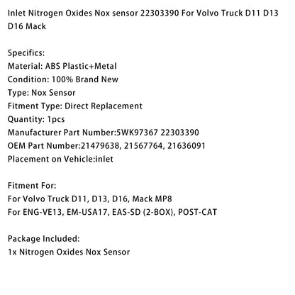 ENG-VE13, EM-USA17, EAS-SD (2-BOX), sensore di ossidi di azoto Nox con ingresso POST-CAT 22303390