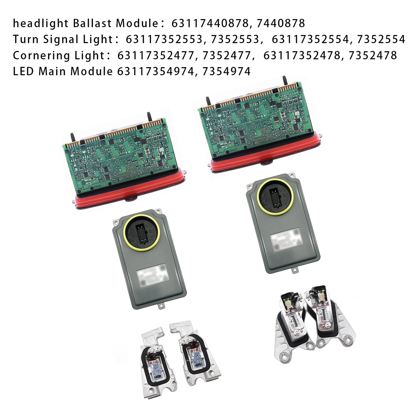 Set di moduli di controllo fari adattivi sinistro e destro BMW 550i 2014-2016 (8 pezzi)