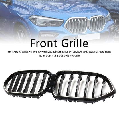 Griglia paraurti anteriore nera BMW X6 G06 M50i 2020-2022 con foro per telecamera
