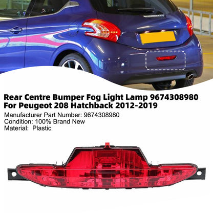 Faro fendinebbia centrale posteriore per paraurti, codice 9674308980, per Peugeot 208 Hatchback 2012-2019