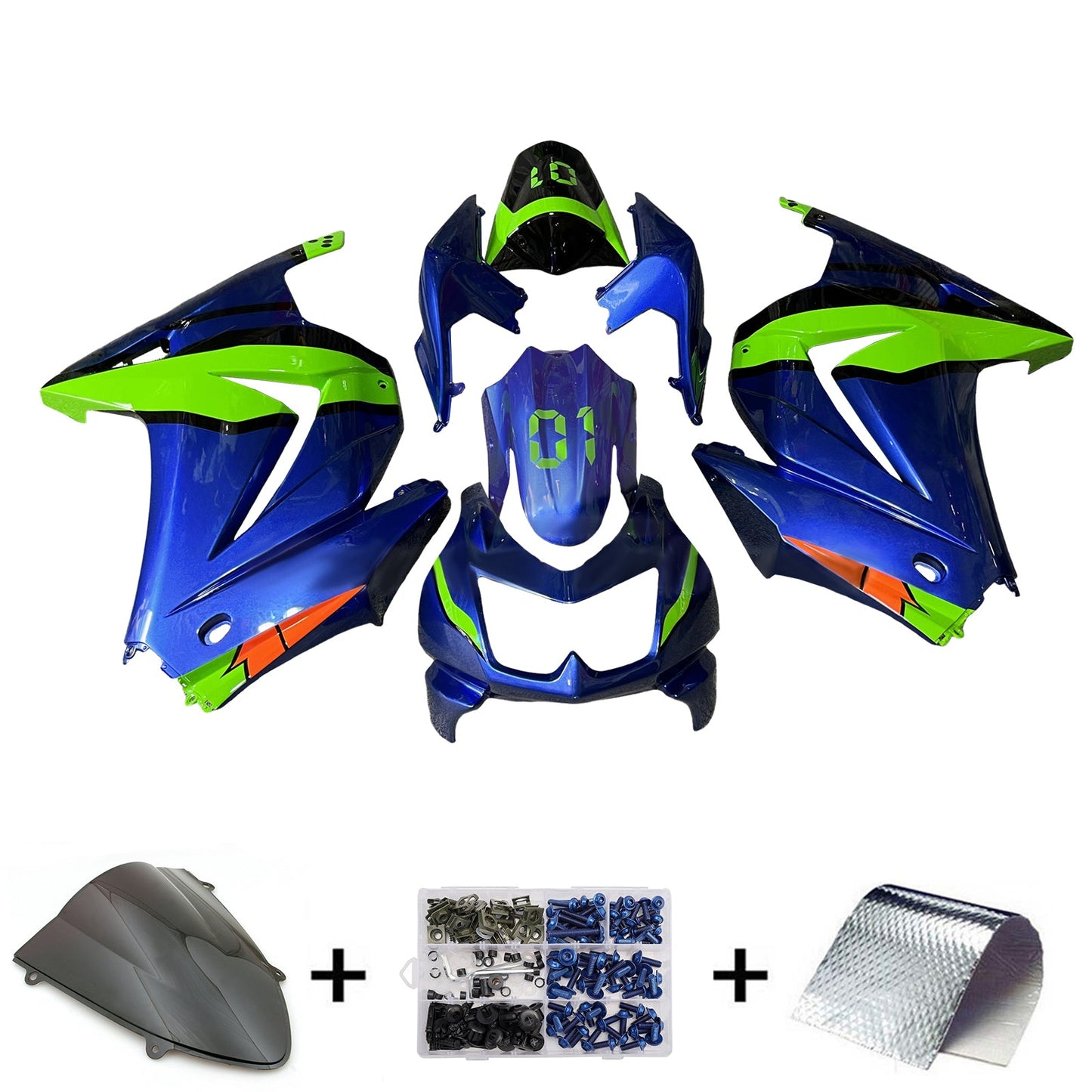 Kit carenatura iniezione in plastica ABS adatto per Kawasaki EX250 Ninja250R 2008-2012