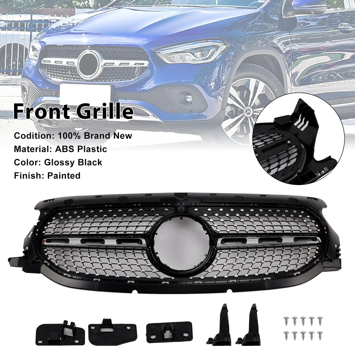 Per Mercedes-Benz H247 GLA250 GLA200 2020-2023 Griglia anteriore diamantata