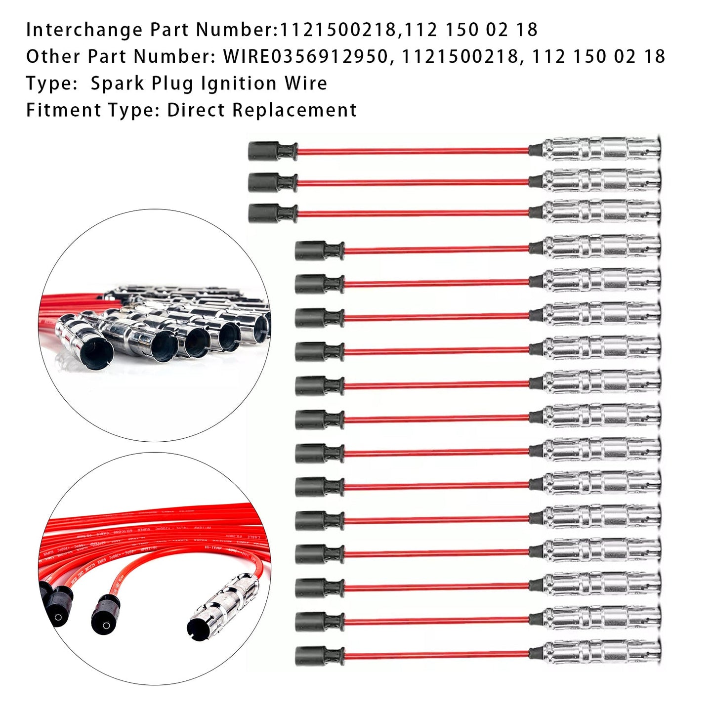 Set di cavi di accensione per candele da 16 pezzi 1121500218 per Mercedes Benz ML SLK 320 350