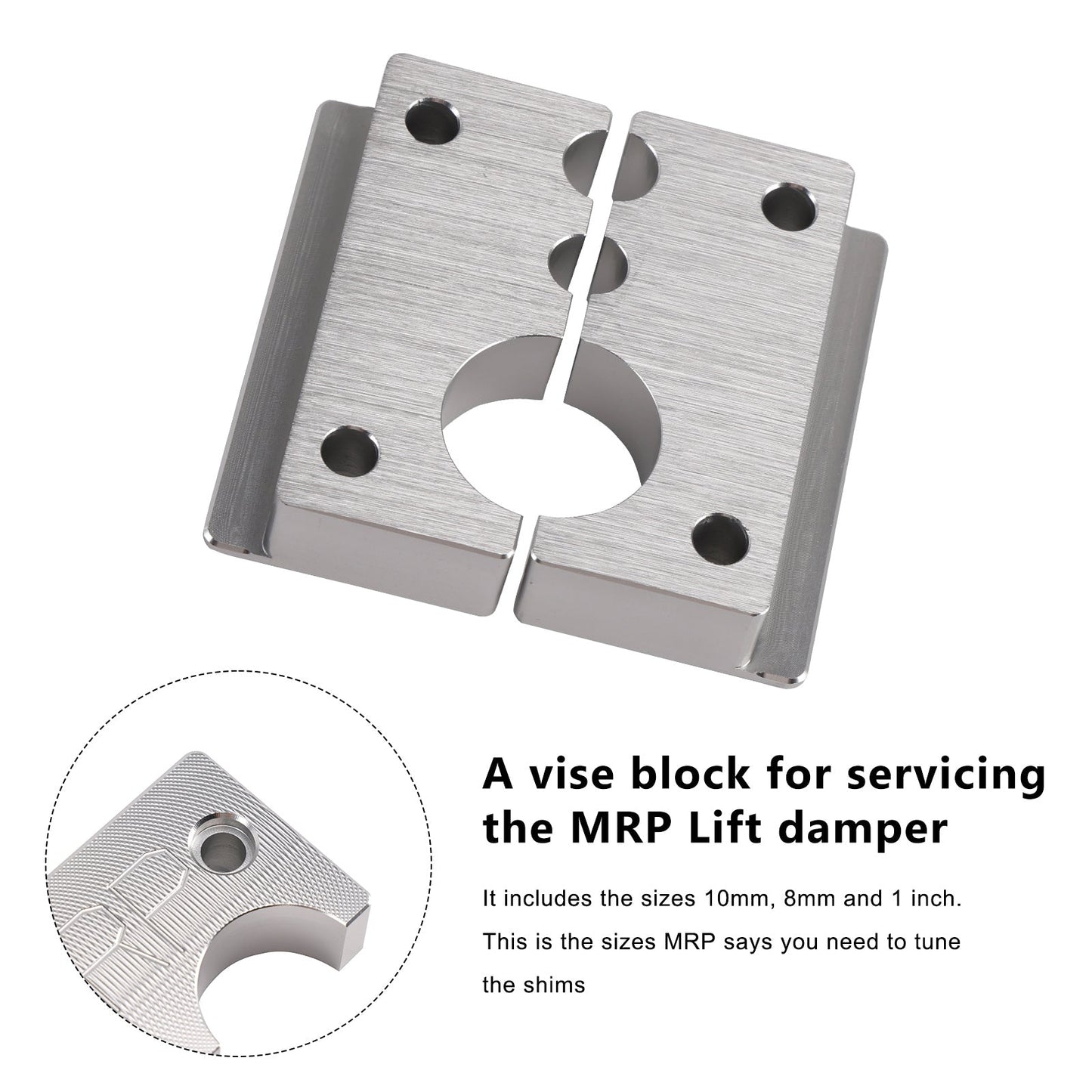 Strumento per la regolazione dell'ammortizzatore MRP Lift. Dotato di morsa/blocco da 8 mm/10 mm/1 pollice.