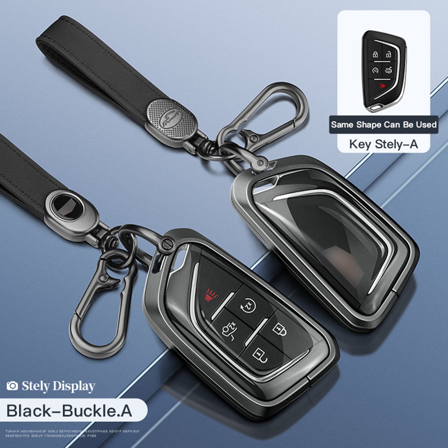 Custodia per chiave auto in TPU nero in lega di alluminio con fibbia per Cadillac