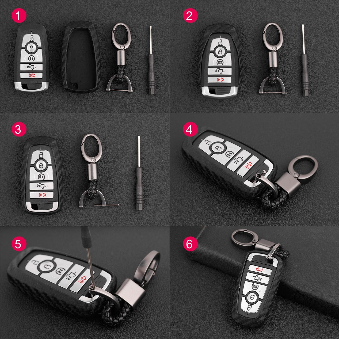 Custodia in similpelle e silicone per chiave auto con fibbia per Ford Smart