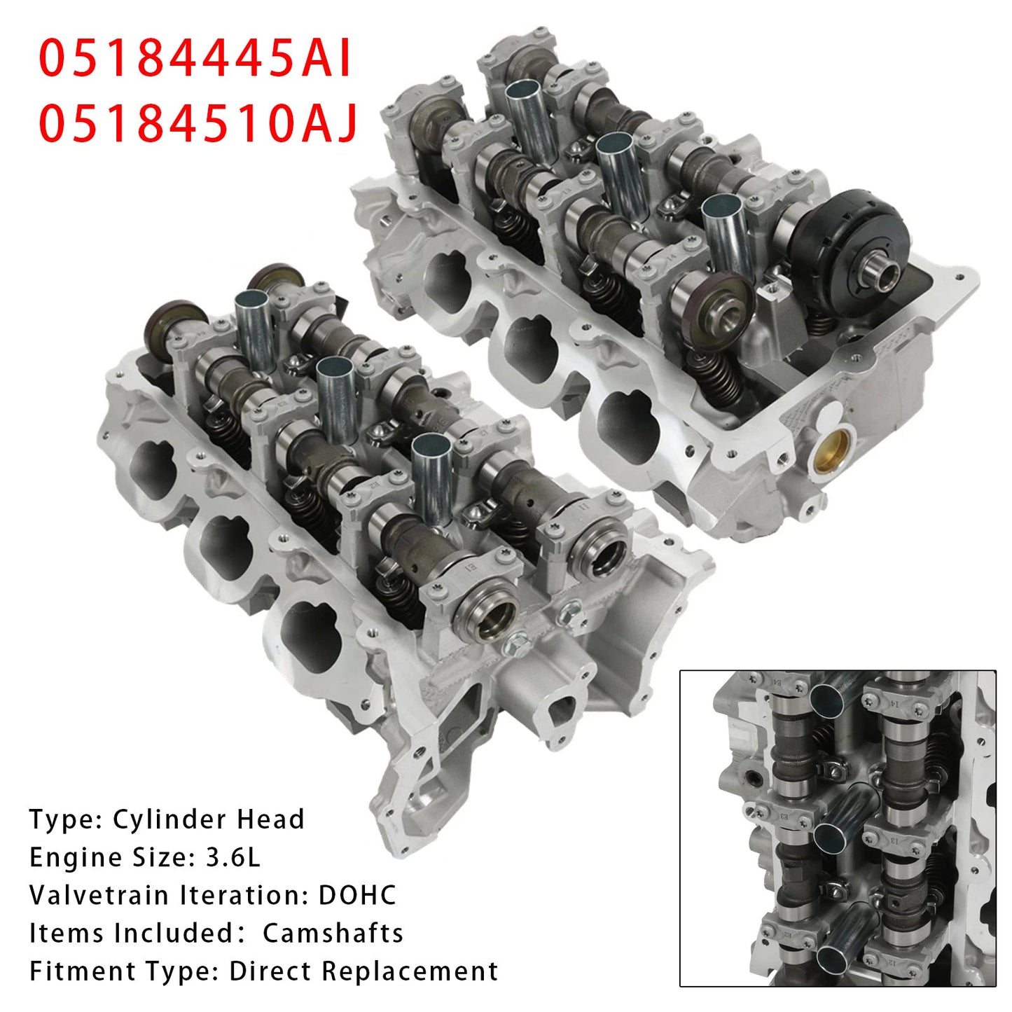 Testata cilindro sinistra+destra nuova di zecca per Chrysler Town &amp; Country 3.6L 2011-2013 05184445AI AJ