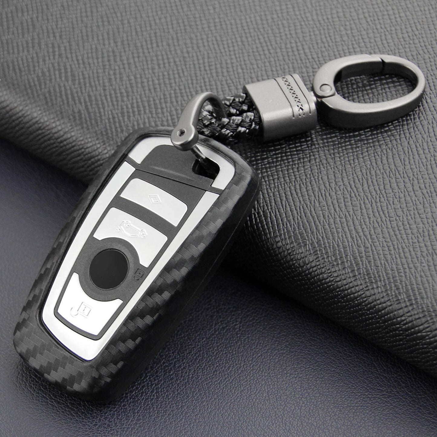 Custodia in pelle e silicone per chiave auto con fibbia per BMW Square