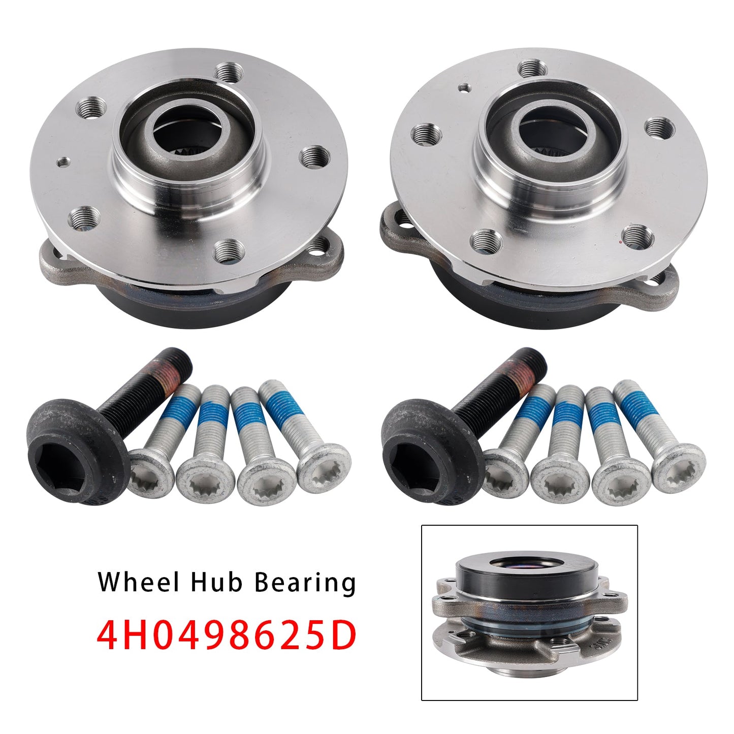 Kit 2 flange mozzo ruota anteriore+cuscinetto+bulloni Audi A4 8K A6 C7 A5 8T A8 4H Q5 4H0498625D