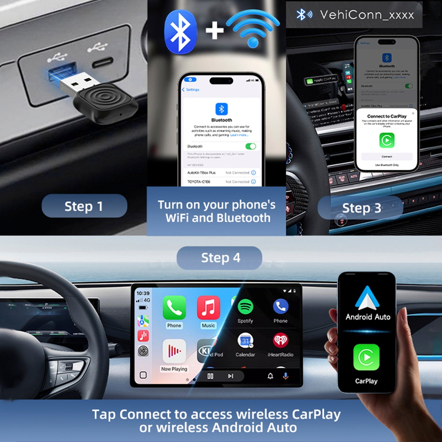 Carlinkit 5.0 Mini Ultra Car Cablato per interconnessione Carplay wireless Auto Box