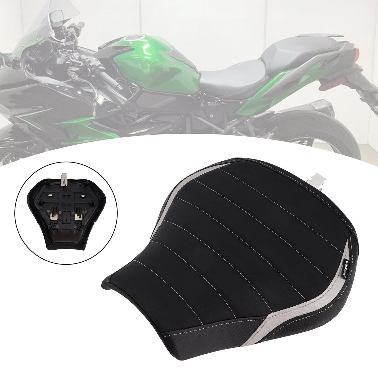2022-2025 Per Kawasaki Ninja H2 Sx Sella anteriore conducente Raider Cuscino passeggero Verde1 Verde2